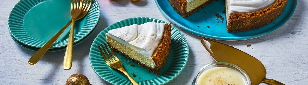 Eggnog Spiced Cheesecake