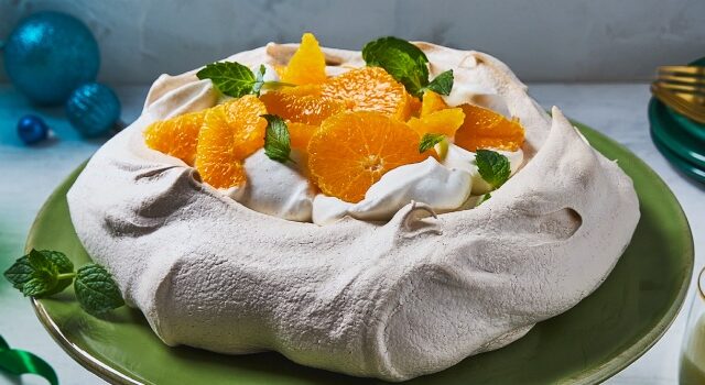 Eggnog-Spiced Pavlova with Clementines